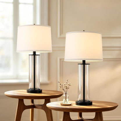 27"Glass Table Lamps Set of 2, Modern Bedside Lamps for Bedroom Living Room1