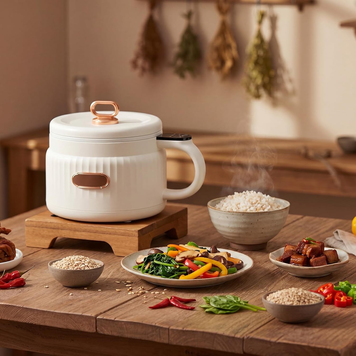 1-pcs-1-6-l-electric-ramen-rice-cooker-hot-pot-electric-noodle-cooker-boil-dry-protection-non-stick-ceramic-coating-multi-functional-lazy-pot-6-functions-rice-soup-more-yellow