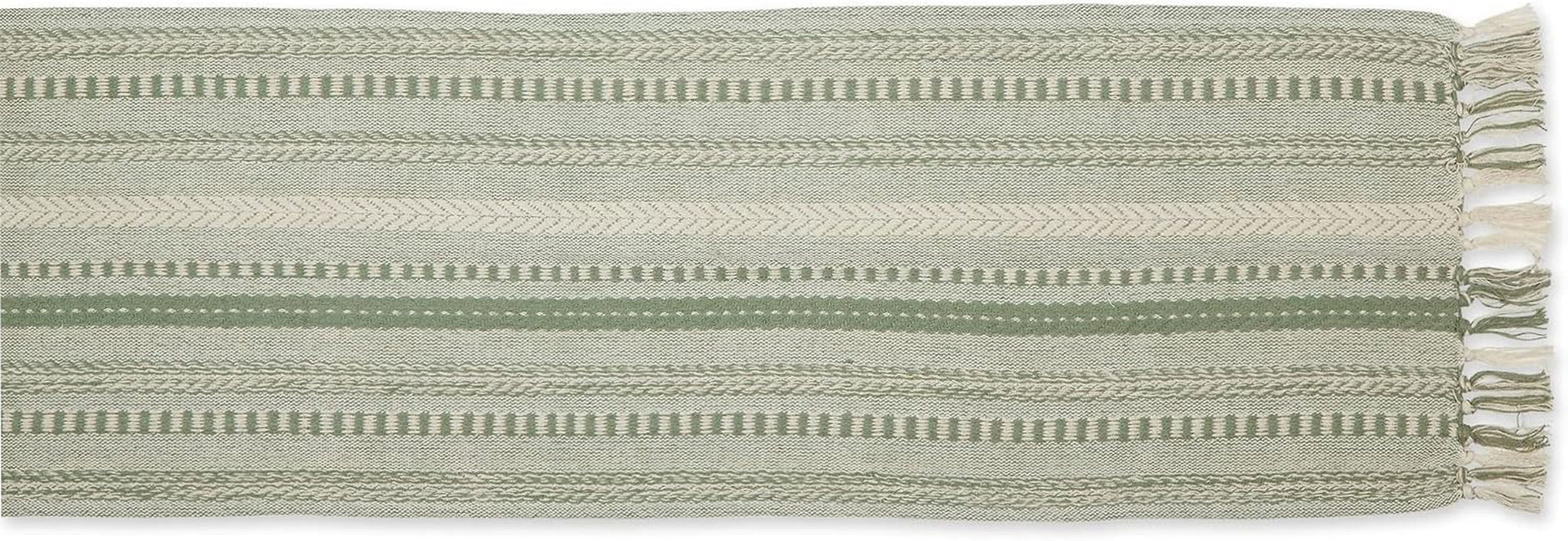 farmhouse-braided-stripe-table-runner-collection-15x72-15x77-fringe-included-artichoke-green