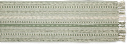Farmhouse Braided Stripe Table Runner Collection, 15X72 (15X77, Fringe Included), Artichoke Green2