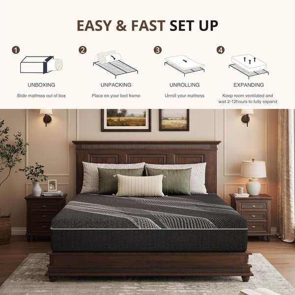 King Size Mattress, 12 Inch Gel Memory Foam, Medium Firm7