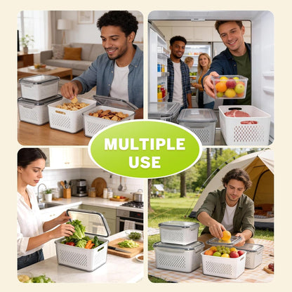 5 Pack Fruit Storage Containers for Fridge, Plastic Fruit Containers Set7