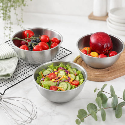12 Pcs 25Oz(700Ml) 304 Stainless Steel Mixing Bowls with Graduation, Flat Bottom Metal Serving Salad Bowl, Nesting Prep Bowls Bulk, for Baking, Cooking, Soups, Ice Cream, Noodles4