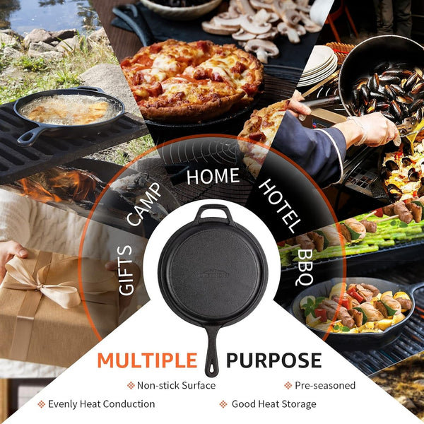 2-In-1 Cast Iron Dutch Oven - 3.2QT Deep Pot with Lid Recipe | 10.5" Cast Iron Skillet with Frying Pan, Pre-Seasoned Dutch Oven Multi Cooker, Oven Safe Cookware for Grill Camping Stewing7
