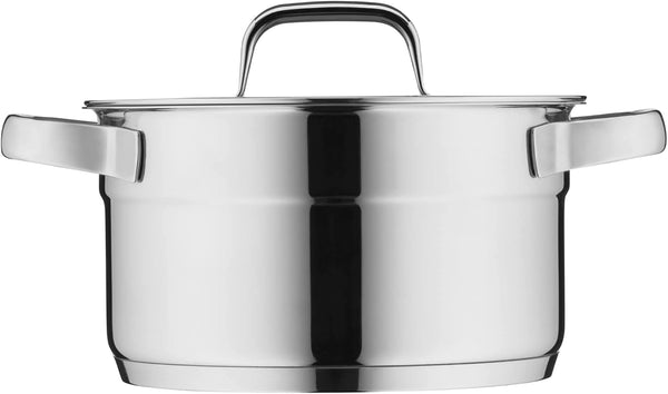 Compact Cuisine 5-Piece Induction Saucepan Set with Glass Lid, Polished Cromargan Stainless Steel, Induction Pots Set, Uncoated, Inner Scale13