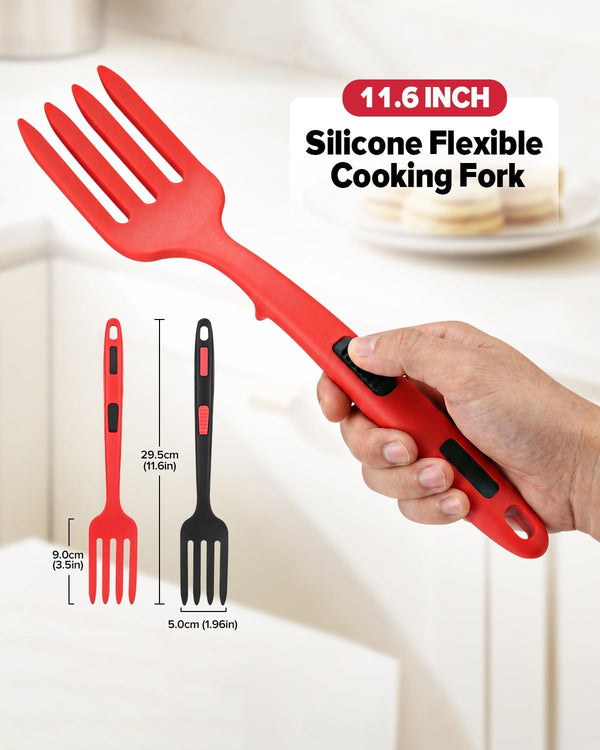 Large Silicone Flexible Cooking Fork, Non Stick Whisks for Mix Ingredients8