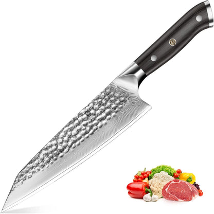 Japanese Chef Knife, 8 Inch Damascus Chef Knife, Ebony Wood Handle1