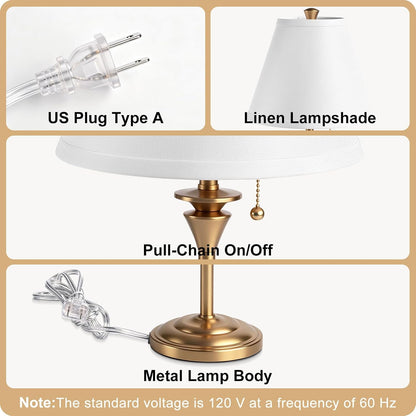 Metal Table Lamp for Bedroom, Pack of 2, Golden Base (Bulb Not Included)7