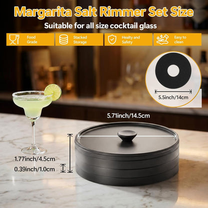 3 Tier Margarita Salt Rimmer Set with Lid, Stackable 3-Tier Glass Rimmer for Cocktail, Salt & Sugar Rimmer for Margaritas, Bloody Marys & Micheladas, Home Bar Accessories2