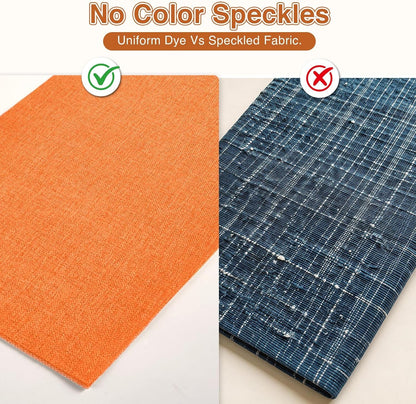 Linen Fabric Placemats Set of 4, Machine Washable, Heat Resistant, Wrinkle Free Thick Polyester Kitchen Place Mats for Dining Table (Orange)7