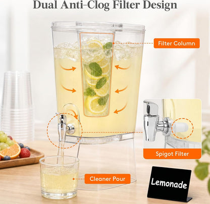 3 Gal Drink Dispenser with Fruit Infuser & Leak-Proof Spigot, 2 Pcs | Large Capacity for Gathering & Commercial Use, Bpa-Free Plastic Beverage Container with Stand for Lemonade, Soda & Mimosa Bar11