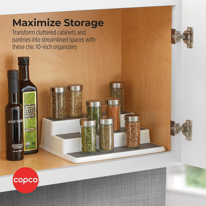 Grey 2 Non-Skid 3-Tier Spice Rack Organizer for Pantry, 2-Pack, 10-Inch2