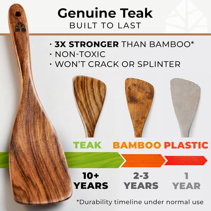 Wooden Utensil Set, 8 Pcs Teak Wooden Spoons for Cooking with Holder2