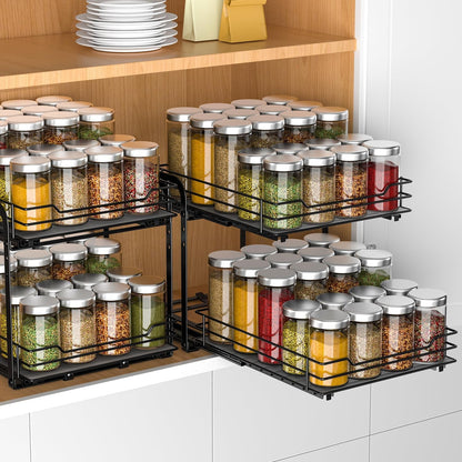 2 Tier Pull Out Spice Rack Organizer for Cabinet,9.5" Wx10.5Dx9.5H4
