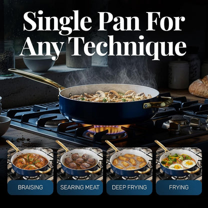 4Qt Saute Pan with Lid, 12 Inch Deep Frying Pan | Ceramic Nonstick Coating Made without PTFE/PFOA/PFOS, Stay Cool Handles, Oven and Dishwasher Safe4