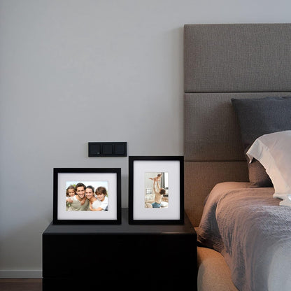 8X10 Picture Frames Set of 4, Made of Solid Wood Covered by Plexiglass 4X6 and 5X7 with Mat or 8X10 without Mat, for Table Top Display and Wall Mounting Photo Frame Black6