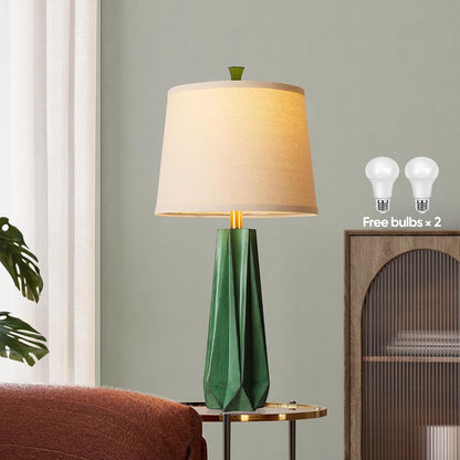 27" Resin Table Lamp Set of 2, Green Desk Lamp, beside Lamp for Decor4