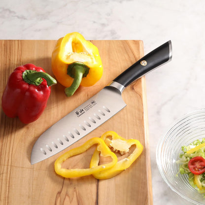 ELBERT Series German Steel Forged 7" Santoku Knife (Black)5