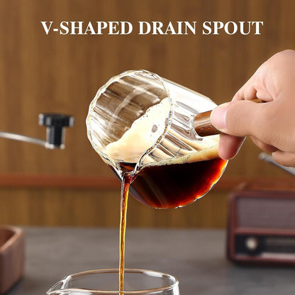 Espresso Cups with Wood Handle 6Oz, Espresso Accessories, Milk Frothing Pitcher, Glass Measuring Cup, Shot Glass2