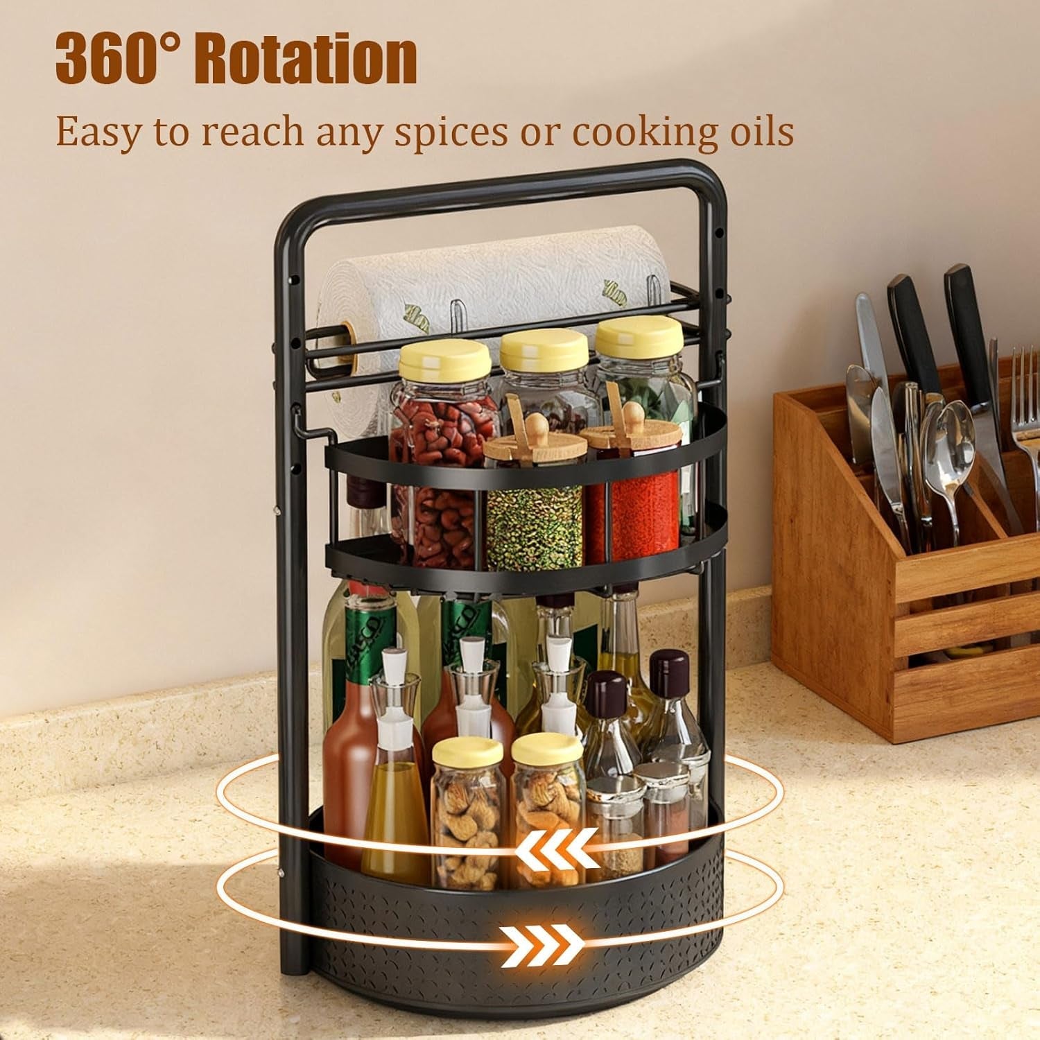rotating-spice-rack-with-paper-towel-holder-black
