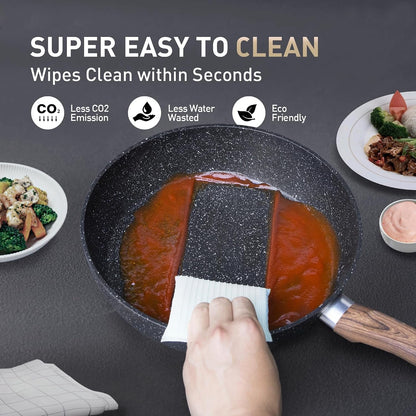 12 Piece Pots and Pans Set, Induction Kitchen Cookware Sets | Black Granite Nonstick Pans Set for Cooking, 100% PFOA & PFAS Free Non-Toxic, Easy to Clean4