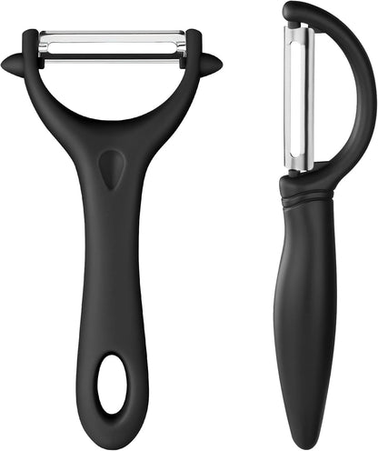 Vegetable Peeler Set of 2 - Y Peeler & Swivel Peeler, Sharp Stainless Steel Blade, Ergonomic Non-Slip Handle, Potato Carrot Apple Fruit Peelers for Kitchen, Dishwasher Safe, Easy Grip1