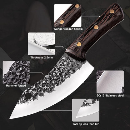 Meat Cleaver, 5.4 Inch Forged Boning Slaughter Knife Butcher Knife High Carbon Steel Fillet Knives Vegetable Chef Knives for Kitchen3