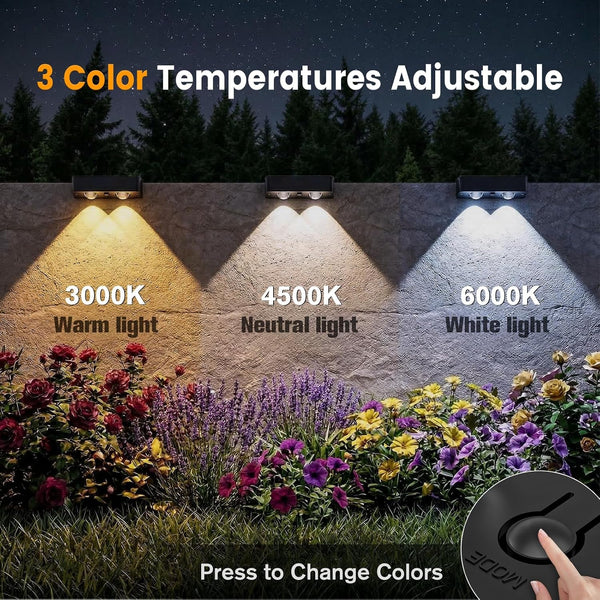 Solar Fence Lights Outdoor 8 Pack, Bright Solar Deck Lights with Lens, 3 Color Modes IP65 Waterproof Large Size Step Lights for Outside, Fence, Stair, Backyard, Patio, Wall2