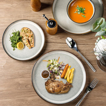 Dinnerware Sets for 6, 18 Pieces Ceramic Plates and Bowls Set5