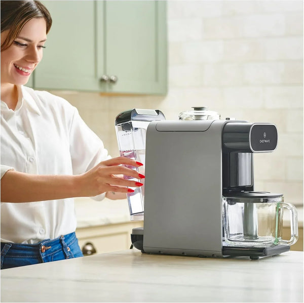 Milkmade Soy Milk Maker 6-In-1 Vegan Plant-Based Milk Machine with Auto Clean, and Delay Start, Almond, Oat, Soy, Cashew, Coconut, Macadamia Milk Maker with Nut Platter (Silver/Black) | Self-Cleaning Cycle, Delay Start, Glass Pitcher8