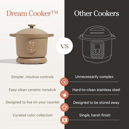 Our Place Dream Cooker, 6 Qt Ceramic Nonstick Pressure Cooker & Multicooker | Touchscreen Pressure Cooker with Auto Steam Release; Pressure Cook, Sauté, Slow Cooker, Rice Cooker and Keep-Warm Modes6