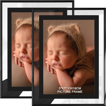 8X10 Picture Frames Set of 2, Black Glass Photo Frame, Only for Tabletop Display, Gift Picture Frame, Horizontally or Vertically (8X10, Black)1