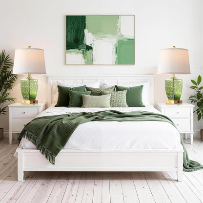 23" Glass Table Lamps Set of 2, Bedside Lamp for Bedroom, Green6