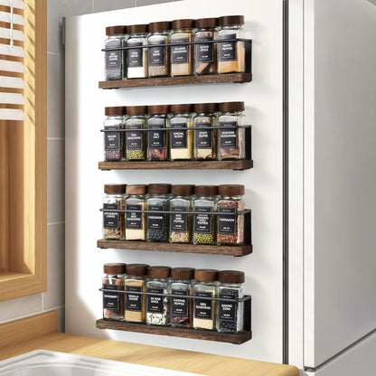 4 Pack Strong Magnetic Spice Rack Organizer for Refrigerator and Microwave Oven, Metal Fridge Shelf, Space Saver for Kitchen Organization and Storage, Black1