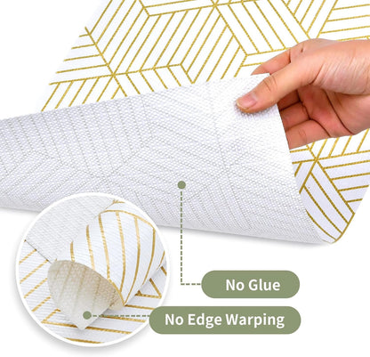 Shelf Liners for Kitchen Cabinets 12In X 20FT, Non Adhesive Cabinet Liner Strong Non-Slip Thickened Gold Geometric Drawer Liner, Easy to Clean for Shelf, Cabinet with Knife and Tape Measure8