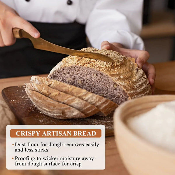 Rattan Banneton Bread Proofing Basket Set of 2, 9 Inch round | for Sourdough, Boule and Artisan Loaves; Supports Dough during Final Proof for Easier Shaping and Defined Spiral Lines6