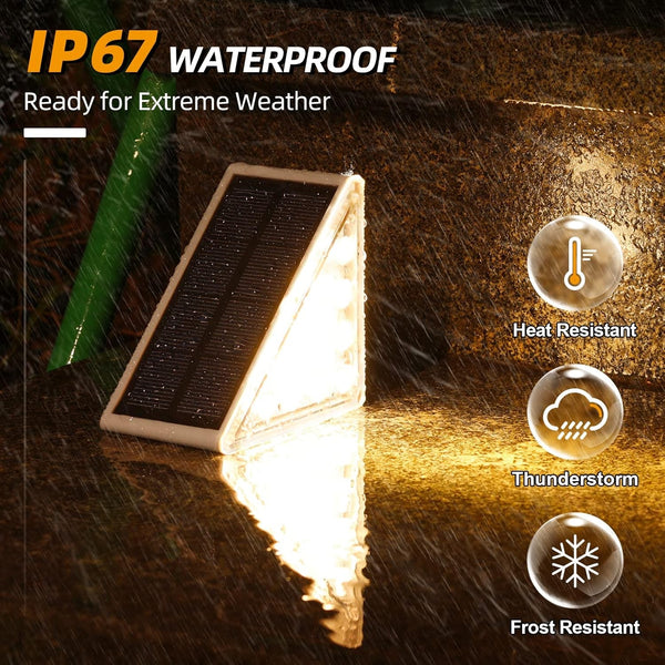 Solar Step Lights,6 Pack Warm White Solar Stair Lights Outdoor Waterproof IP67 Auto on Off,Solar Lights for Steps,Stair,Patio,Yard,Porch,Front Door,Sidewalk,Deck Decor6
