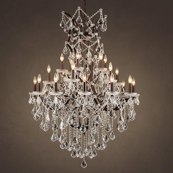 24 Lights Large Crystal Chandeliers Maria Theresa Chandelier for High Ceilings Vintage Chandelier Light Fixture Foyer Hallway Entryway Staircase 55.1" H X 39.4" D8