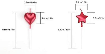 10 Cute Heart Shaped Star Birthday Candles Cake Candle Toppers for Party(5 Star-5Heart, Multi-Colored)2
