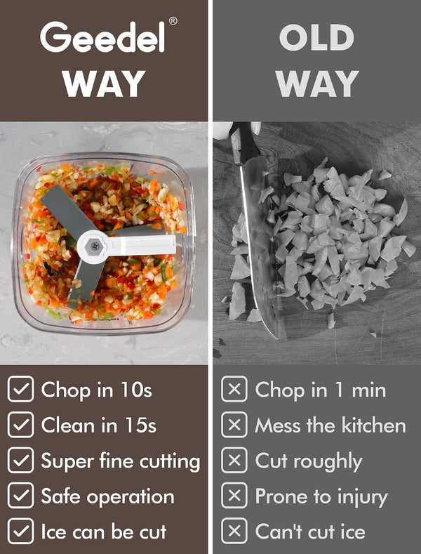 Vegetable Chopper, Manual Food Chopper with Hand Pull String, 500Ml | Manual Food Processor, Sharp Stainless Steel Blade, Non-Slip Base, Dishwasher Safe, No BPA, Portable, for Veggie, Fruit, Nut7