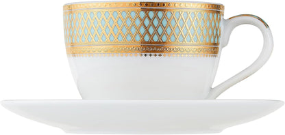 Porcelain Dinnerware Set with Real Gold Trim (Geometric Pattern, Service for 8)4