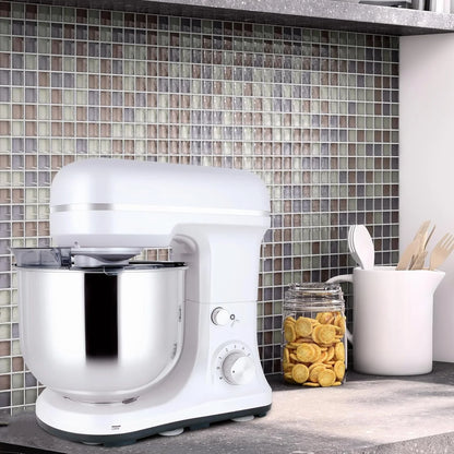 Stand Mixer 5-QT, 6+P Speed Tilt-Head Food Mixer 300W Dough Mixer with Stainless Steel Bowl,Dough Hook,Flat Beater&Whisk Electric Kitchen Mixer for Household Baking, Anti-Slip(Pearl White)7