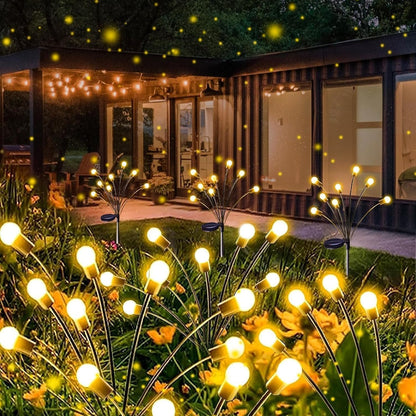 Solar Garden Lights Outdoor 8 Pack 64 LED Solar Firefly Lights Warm White1