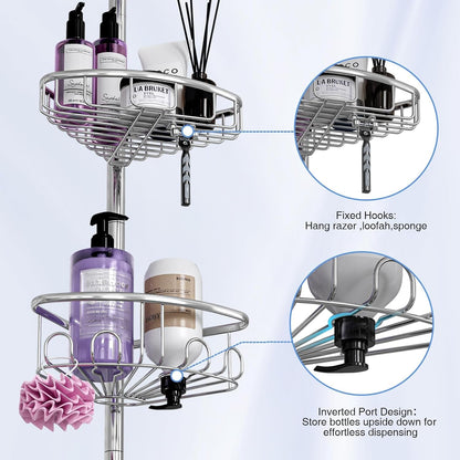 Corner Shower Caddy Tension Pole 4-Tier 47-121 Adjustable Stainless Steel3