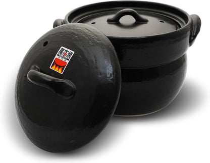 Banko Ware Earthenware Rice Cooker Donabe- Double-Lid Design for Fluffy Rice, English Manual Included for Cooking Rice, Even Heating & Enhanced Flavor Experience, Made in Japan (1-2 Cups)1