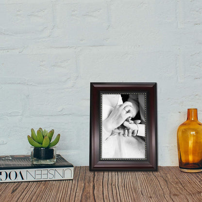 4X6 Picture Frames, Real Glass, Display Photos for Wall or Tabletop, Mahogany with Gold Beads, 2-Pack7