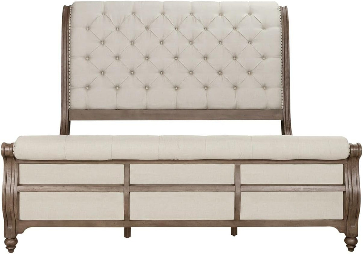 liberty-furniture-americana-farmhouse-king-sleigh-bed-traditional-bedroom-upholstered-bed-frame-dusty-taupe-black-oak-wood