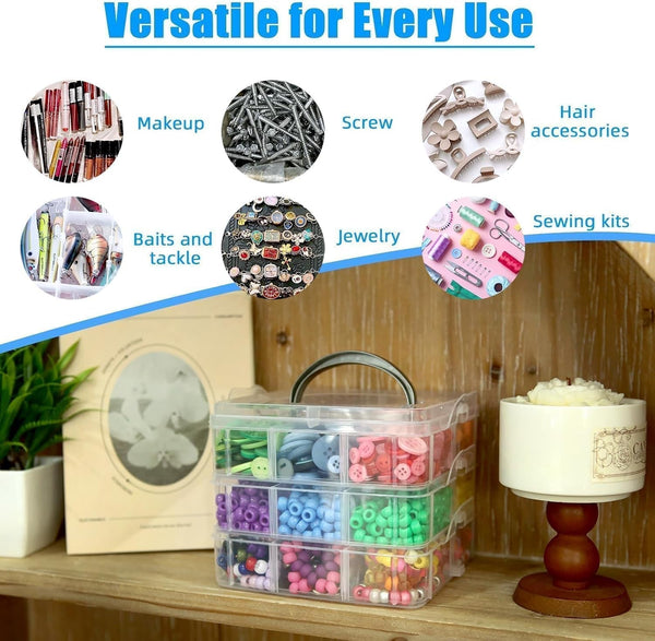 2Pack 3-Tier Stackable Bead Storage Container Box 18 Compartments Organizer6
