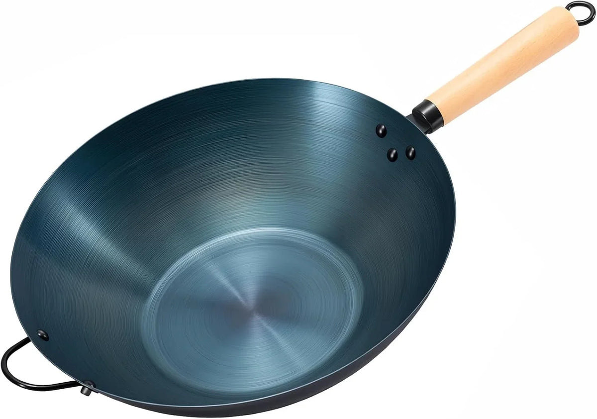 13-5-inch-carbon-steel-wok-pan-pre-seasoned-flat-bottom-no-chemical-coating-pow-wok-compatible-with-induction-electric-gas-and-open-fire-ideal-for-home-cooking-and-camping-blue