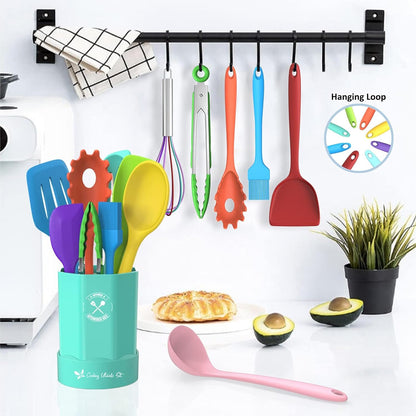 Silicone Kitchen Utensils Set, 16-Piece Silicone Cooking Utensils by5